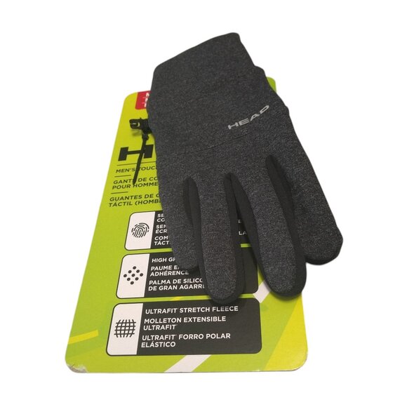 Head Men's Medium Touchscreen Ultrafit Fleece Running Gloves Gray New - Picture 1 of 5